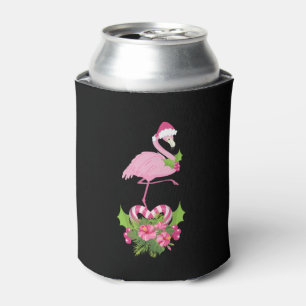 Rafraîchisseur Pour Canette Flamant rose rose à Santa Hat Noël Whimsical