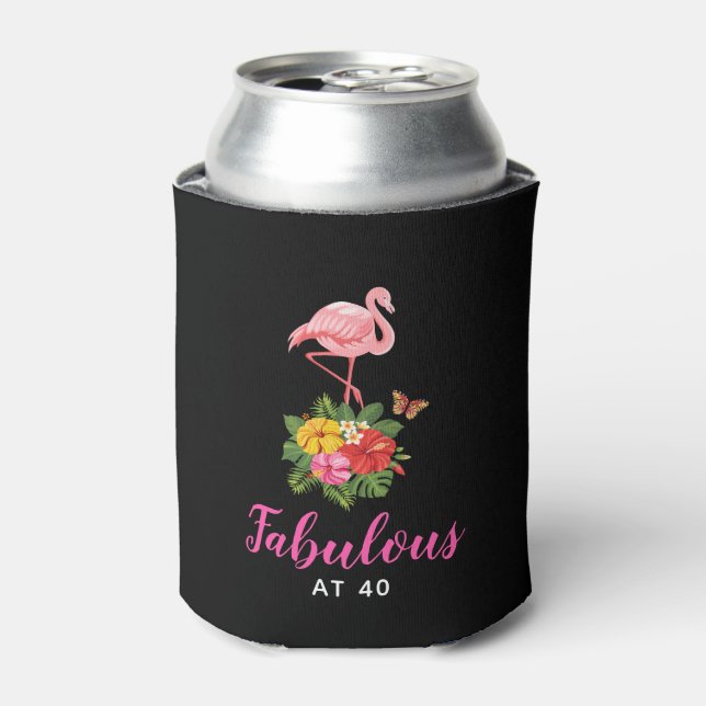 Rafraîchisseur Pour Canette Flamant rose rose & Hibiscus tropical Fabuleux à 4 (Can devant)