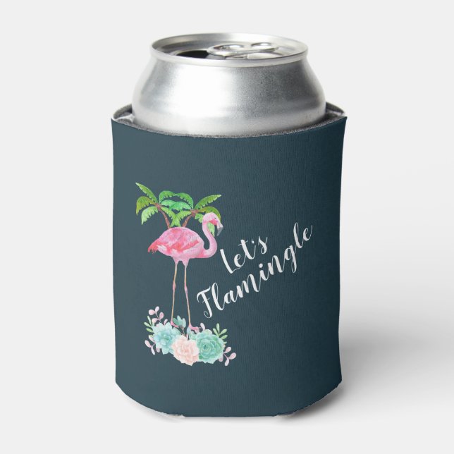 Rafraîchisseur Pour Canette Flamant rose rose & palmiers Flamingle (Can devant)