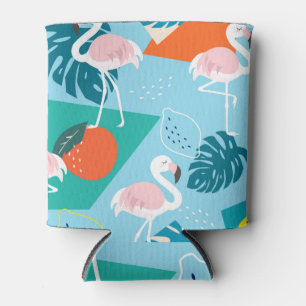 Rafraîchisseur Pour Canette Flamant rose Tropical, Motif Vintage tendance.