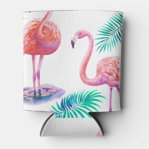 Rafraîchisseur Pour Canette Flamants roses tropicaux : Orchidées Aquarelle tra