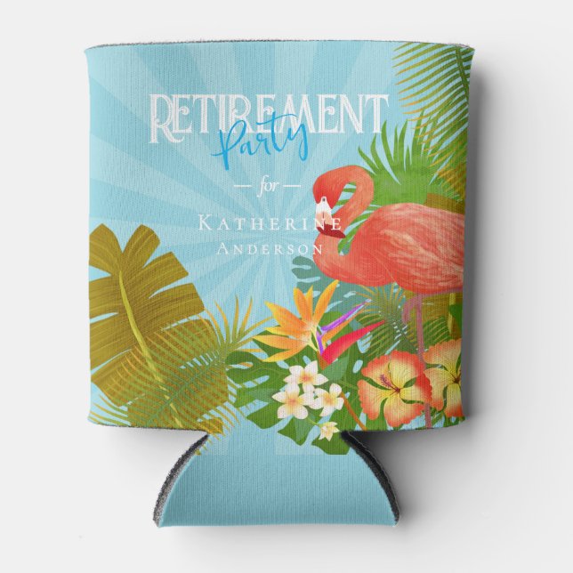 Rafraîchisseur Pour Canette Flamingo Retirement Blue Cooler (Devant)