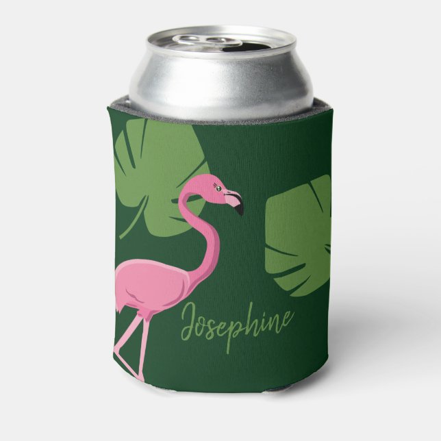 Rafraîchisseur Pour Canette Flamingo rose verte Nom Destination Mariage (Can Dos)