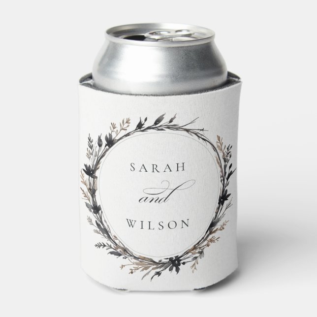 Rafraîchisseur Pour Canette Fleur sauvage Boho Black Brown Automne Mariage (Can devant)