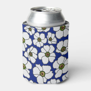 Rafraîchisseur Pour Canette Fleurs blanches bleues tropicales 