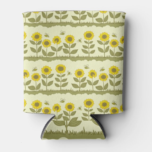 Rafraîchisseur Pour Canette Fleurs de soleil, abeilles, motif mignon sans soud (Devant)