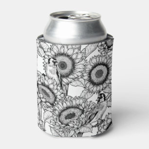 Rafraîchisseur Pour Canette Fleurs de soleil et ailerons en noir et blanc