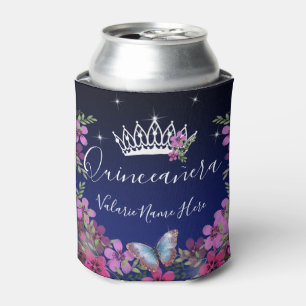 Rafraîchisseur Pour Canette Fleurs et papillon princesse Quinceanera bleu Ca