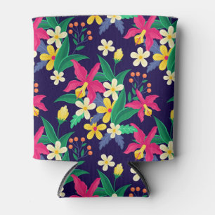 Rafraîchisseur Pour Canette Fleurs Exotiques Colorées Motif Feuilles-23021