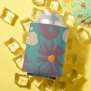 Rafraîchisseur Pour Canette Fleurs roses et blanches rétro