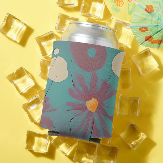 Rafraîchisseur Pour Canette Fleurs roses et blanches rétro (Été in situ)