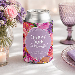 Rafraîchisseur Pour Canette Fleurs sauvages aquarelle rose violet 30e annivers