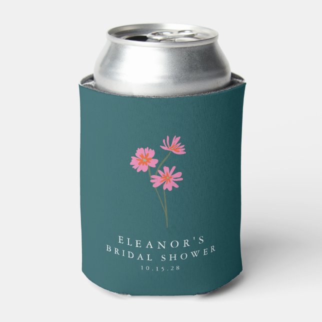 Rafraîchisseur Pour Canette Fleurs Turquoises roses vert Boho Fête des mariées (Can devant)