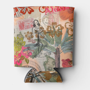 Rafraîchisseur Pour Canette Fleurs vintages Hula Colorful Hawaiian Tropical