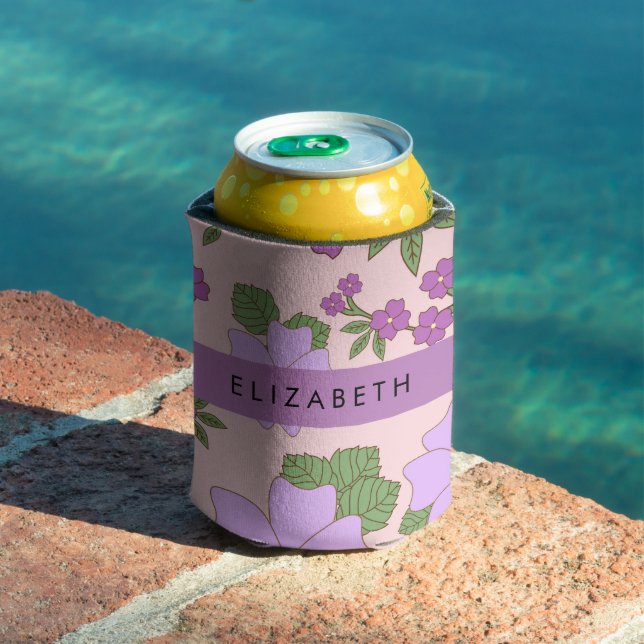 Rafraîchisseur Pour Canette Fleurs Violettes, Motif De Fleurs, Votre Nom (Piscine in situ)