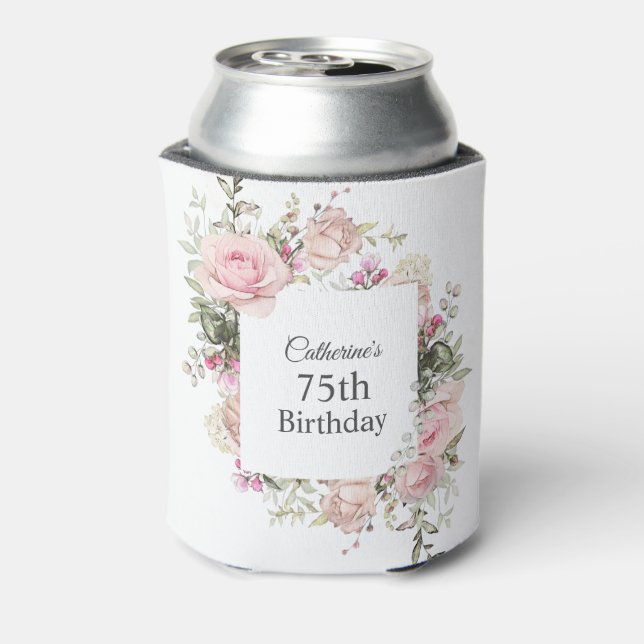 Rafraîchisseur Pour Canette Floral rose féminin 75e anniversaire (Can Dos)