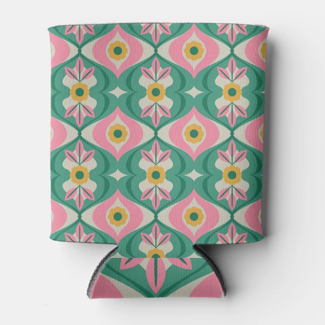 Rafraîchisseur Pour Canette Flore rétro : Motif sans couture. (Devant)