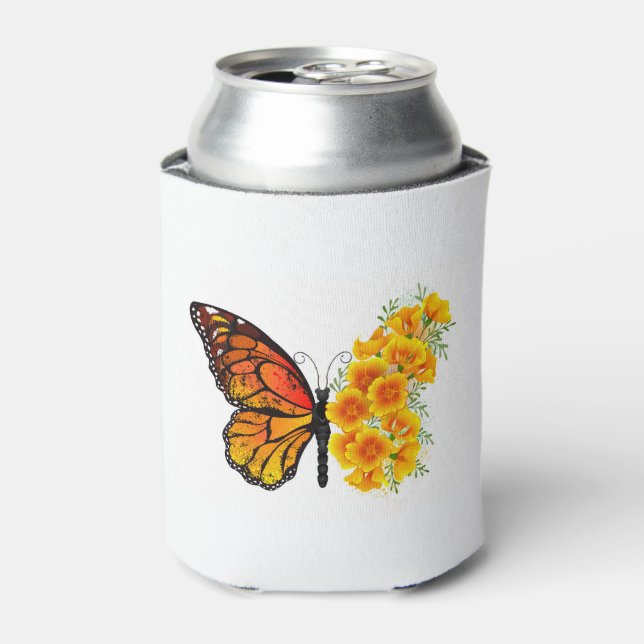 Rafraîchisseur Pour Canette Flower Butterfly with Yellow California Poppy (Can devant)
