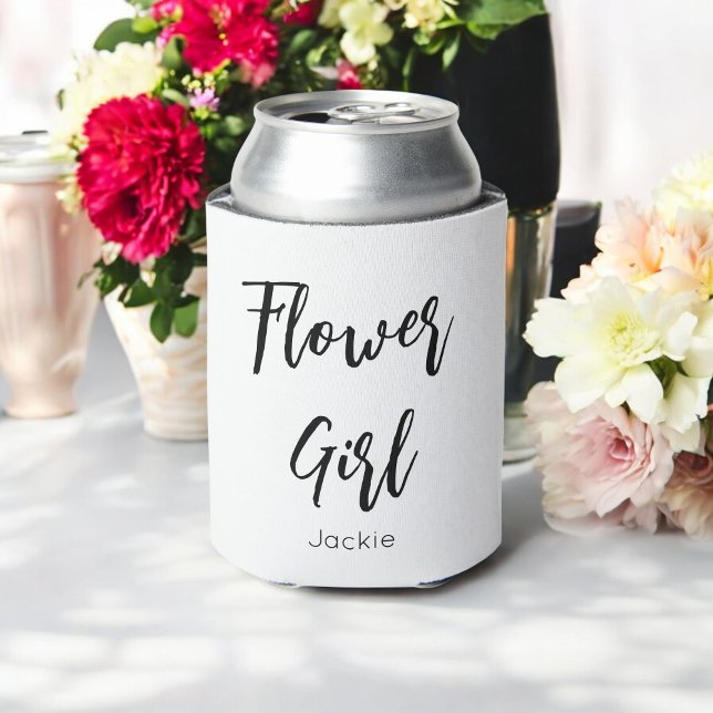 Rafraîchisseur Pour Canette Flower Girl Noir Blanc Mariage de la fête nuptiale (Créateur téléchargé)