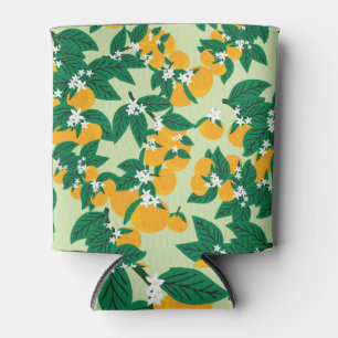 Rafraîchisseur Pour Canette Fruit orange : motif vintage vert.