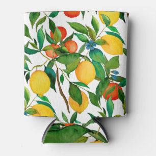 Rafraîchisseur Pour Canette Fruits d'agrumes, motif d'aquarelle vibrante.