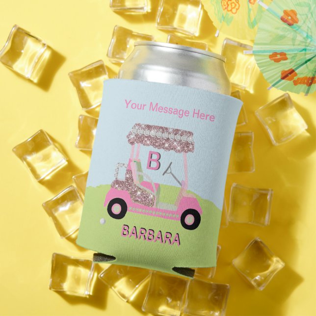 Rafraîchisseur Pour Canette Fun Glam Golf Panier Message Monogramme Nom (Été in situ)