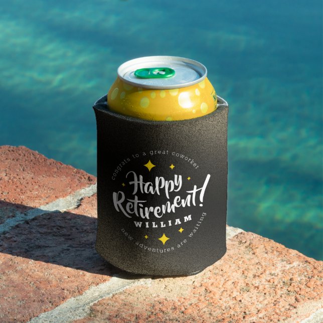 Rafraîchisseur Pour Canette Fun Gold Glitter Stars Retirement New Adventures (Piscine in situ)