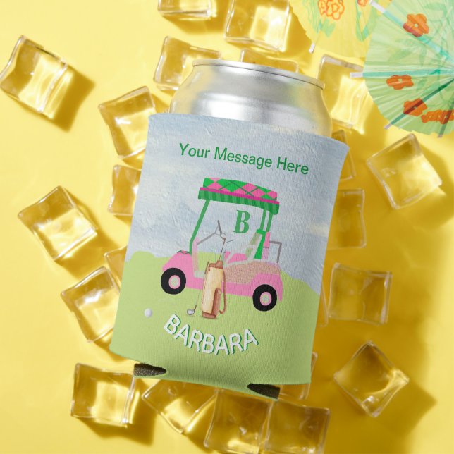 Rafraîchisseur Pour Canette Fun Golf Message du panier Nom du monogramme (Été in situ)