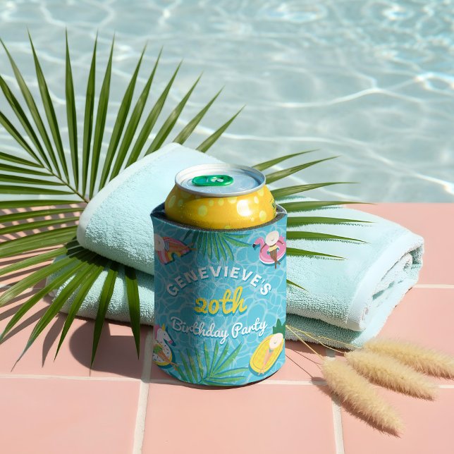 Rafraîchisseur Pour Canette Fun Tropical Summer Pool Flottes Anniversaire Fête (Fun Tropical Summer Pool Floats Birthday Party Can Cooler)