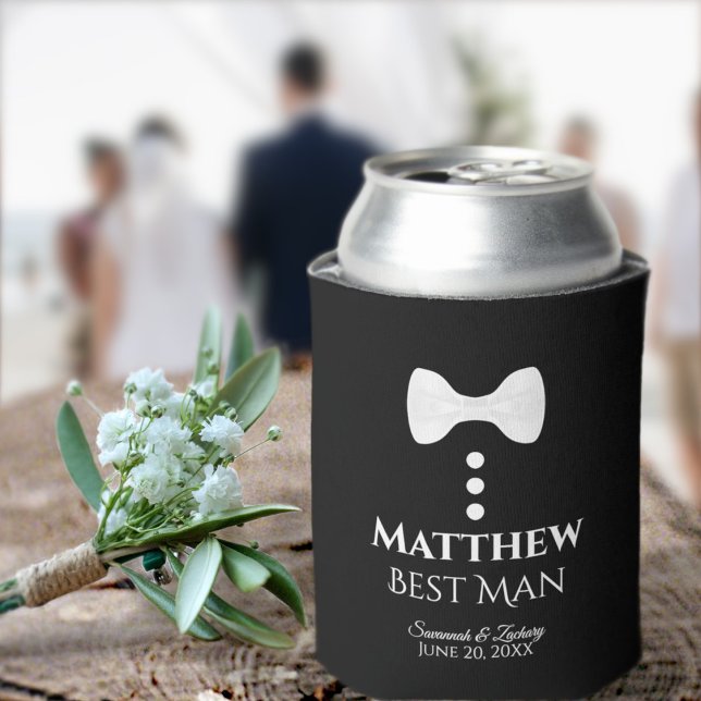 Rafraîchisseur Pour Canette Fun White Cravate Best Man Mariage mousse Can Cool (Créateur téléchargé)