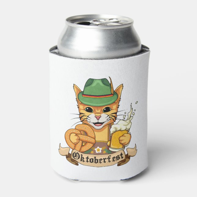 Rafraîchisseur Pour Canette Funny Cat Oktoberfest Pretzel Tshirt (Can devant)