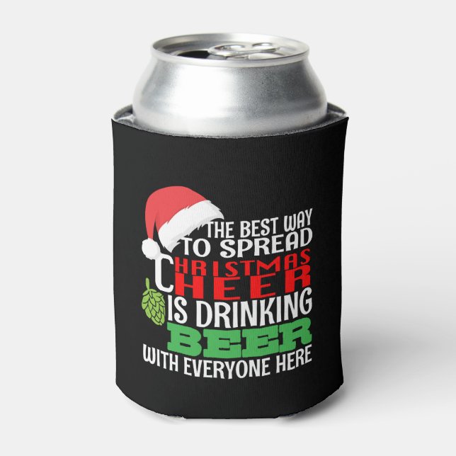 Rafraîchisseur Pour Canette Funny Christmas Ceer Beer Drinking Holiday Spirit (Can devant)