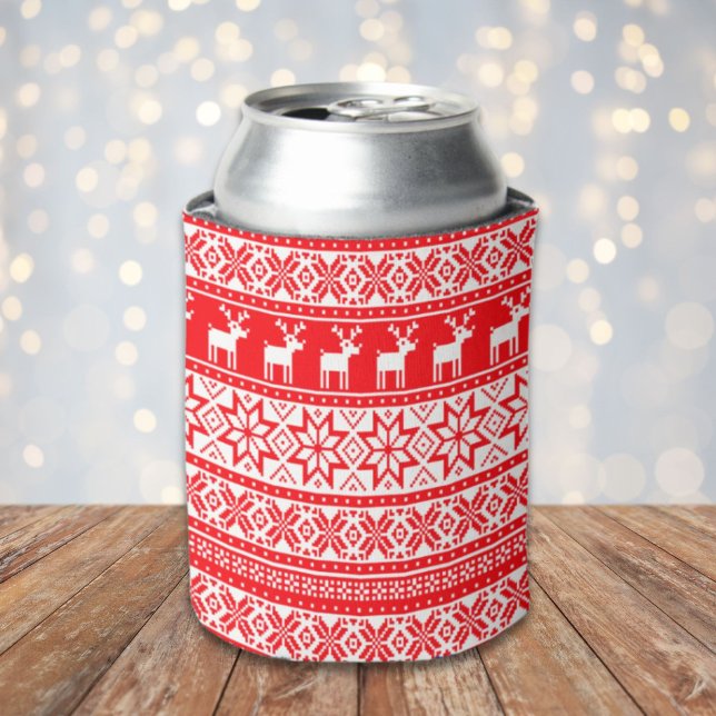 Rafraîchisseur Pour Canette Funny Nordic Reindeer laide pull de Noël (Funny Nordic Reindeer Ugly Christmas Sweater Can Cooler)