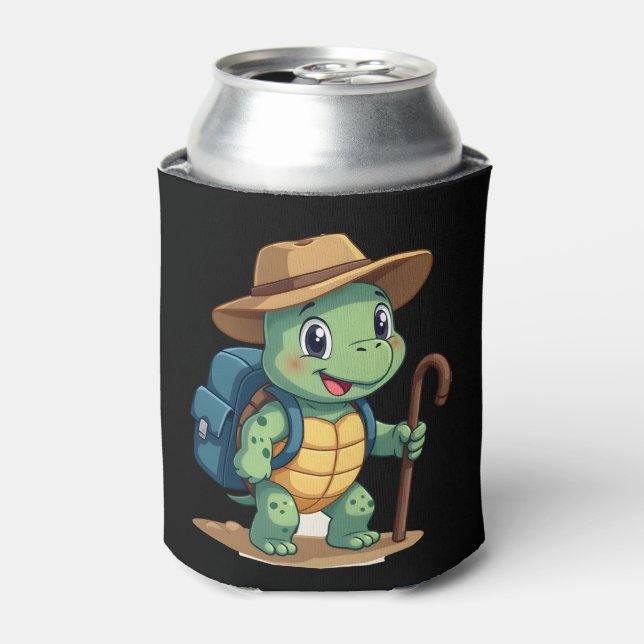 Rafraîchisseur Pour Canette Funny Turtle Hiking Graphic Camping Lover Adventur (Can devant)