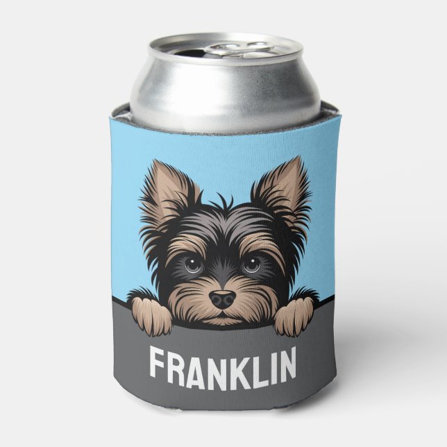 Rafraîchisseur Pour Canette Funny Yorkie Cute Peeking Yorkshire Terrier Chien (Can devant)