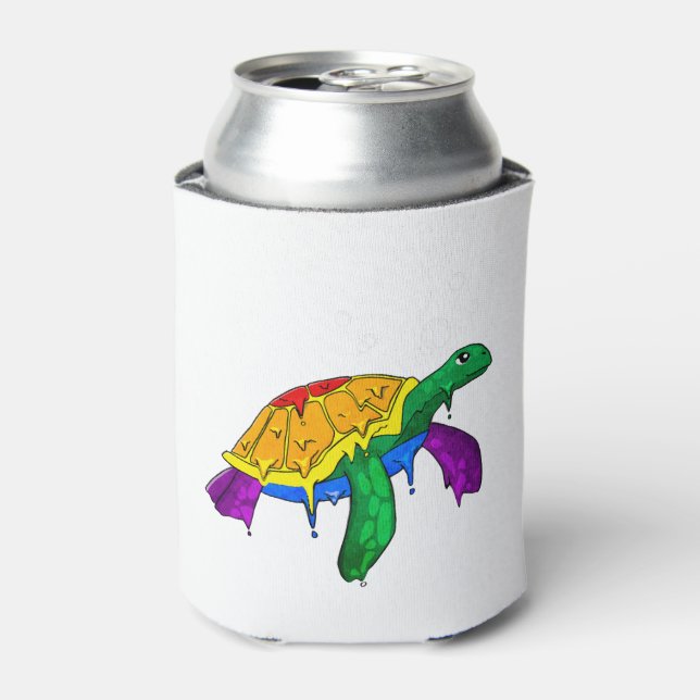 Rafraîchisseur Pour Canette Gay pride Arc-en-ciel drapeau Tortue de mer subtil (Can devant)