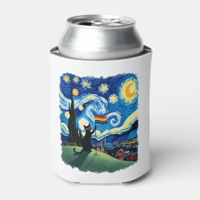 Rafraîchisseur Pour Canette Gay Pride Cat Art Cat Starry Night Style LGBTQ Pri (Can devant)