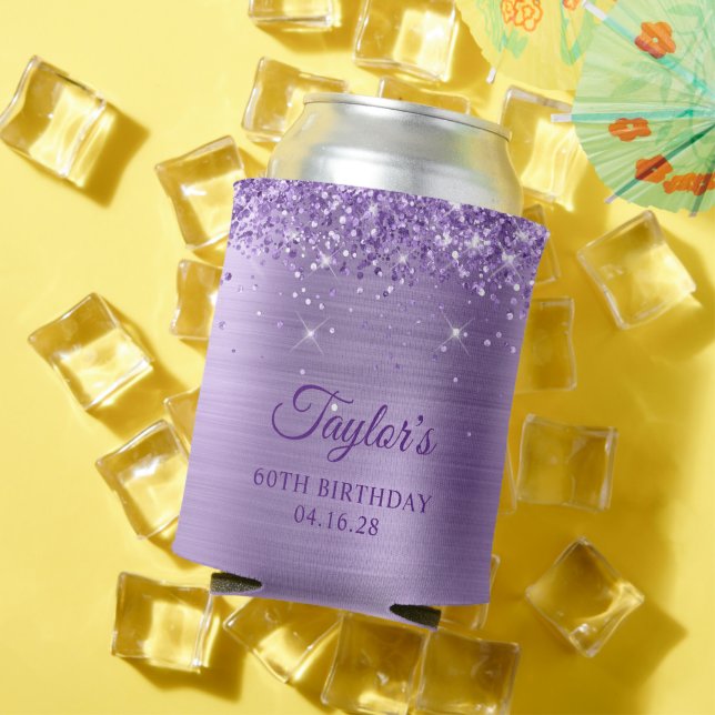 Rafraîchisseur Pour Canette Glittery Light Purple Foil 60e anniversaire (Été in situ)