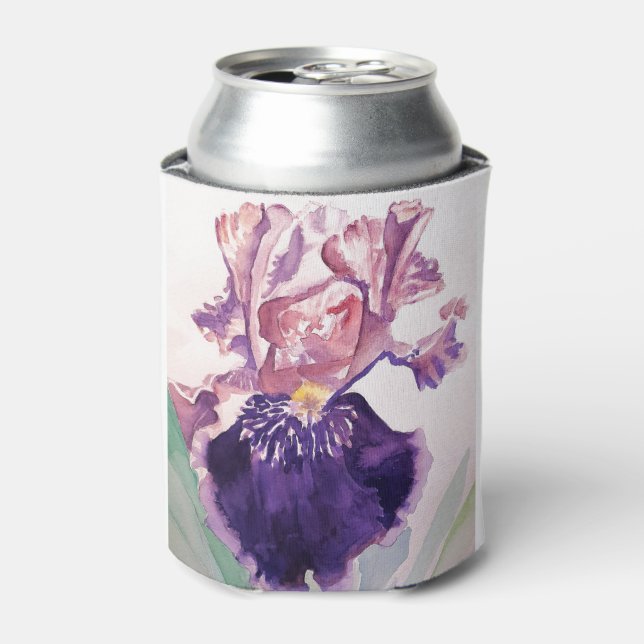 Rafraîchisseur Pour Canette Glorioues Purple Iris Aquarelle Peinture (Can devant)