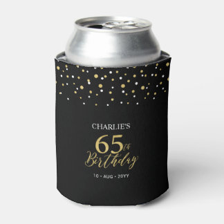 Rafraîchisseur Pour Canette Gold & Black Confetti 65th Birthday Party Favor