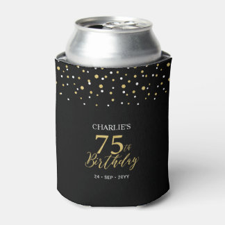 Rafraîchisseur Pour Canette Gold & Black Confetti 75th Birthday Party Favor