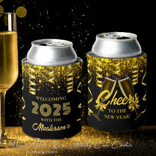 Rafraîchisseur Pour Canette Gold Black Welcome New Years Eve Party