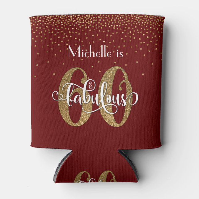 Rafraîchisseur Pour Canette Gold Parties scintillant 60 & Fabuleux Anniversair (Devant)