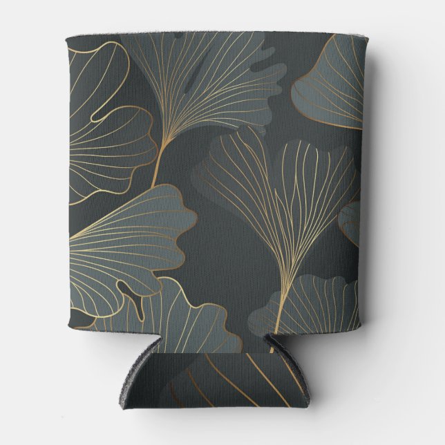 Rafraîchisseur Pour Canette Golden Ginkgo : Luxueux Déco Floral. (Devant)