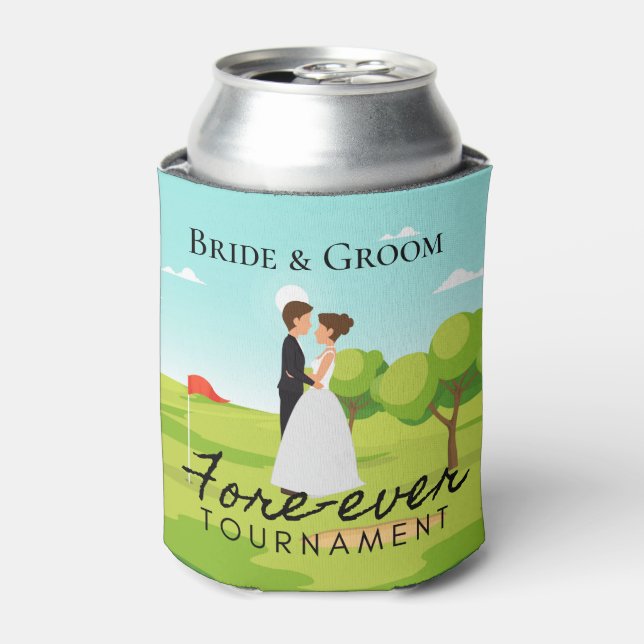 Rafraîchisseur Pour Canette Golfer Bride & Groom sur le Golf Course Mariage (Can devant)