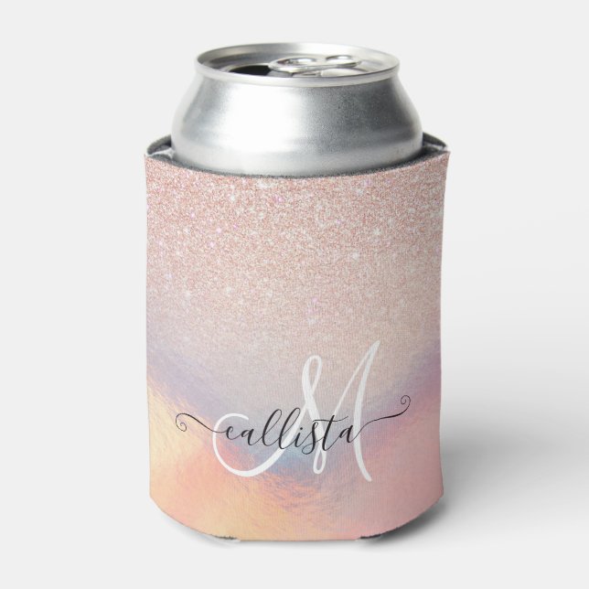 Rafraîchisseur Pour Canette Gradient holographique de Rose Gold Glitter Irides (Can devant)