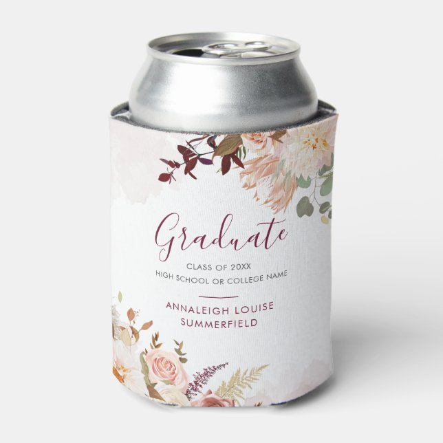 Rafraîchisseur Pour Canette Graduation 2025 Moderne Script Floral Grad (Can devant)