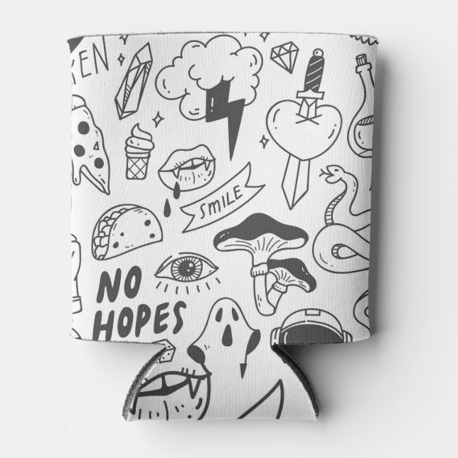 Rafraîchisseur Pour Canette Graffiti mignon : Doodle Art Set. (Devant)