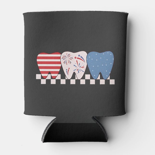 Rafraîchisseur Pour Canette Graphisme à trois dents 4 juillet (Devant)