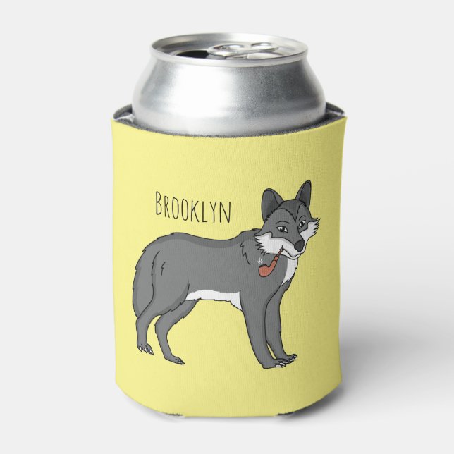 Rafraîchisseur Pour Canette Gray wolf with pipe cartoon (Can devant)